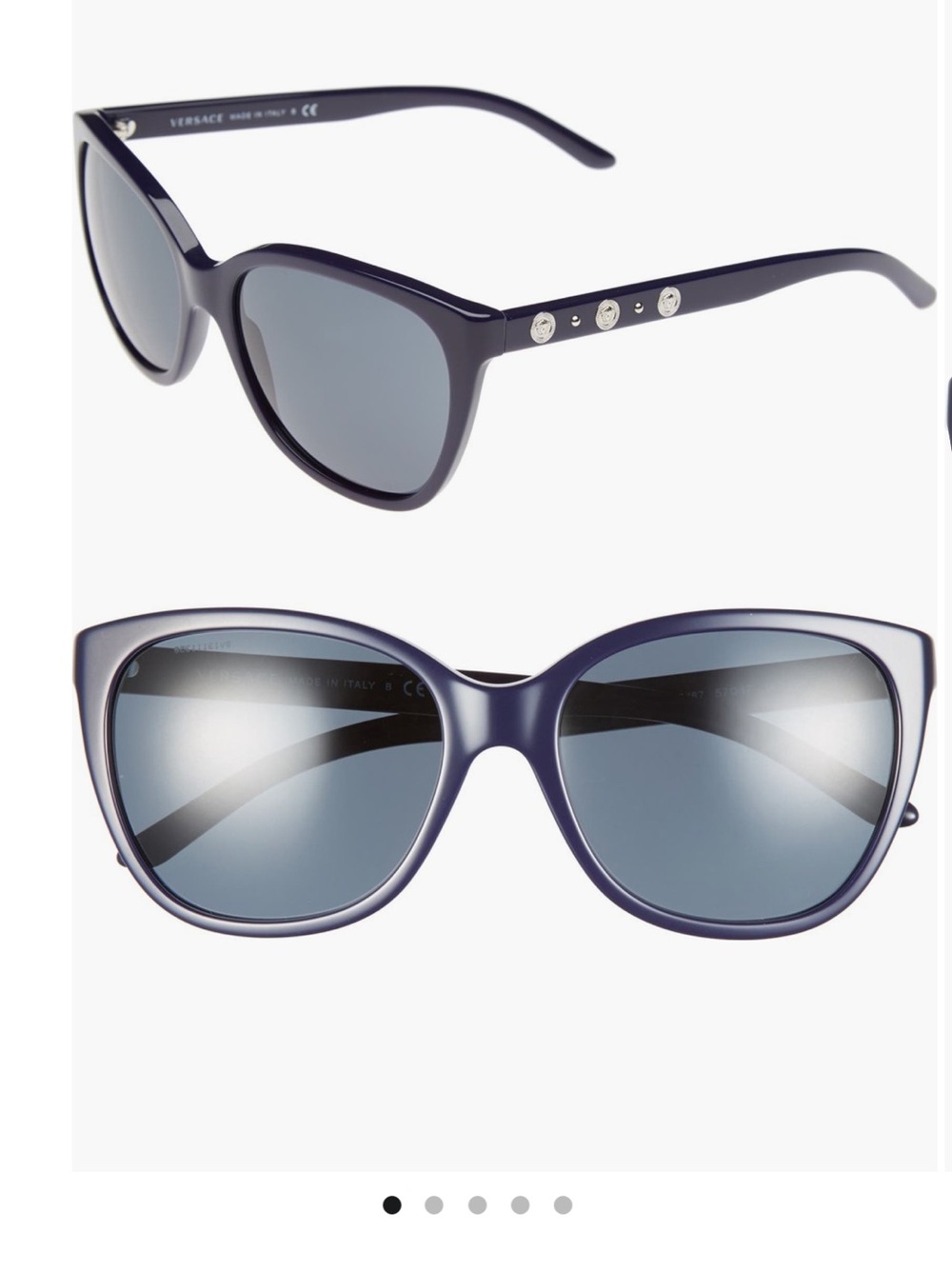 Versace Navy Cat-Eye Sunglasses with Silver Medusa Accents